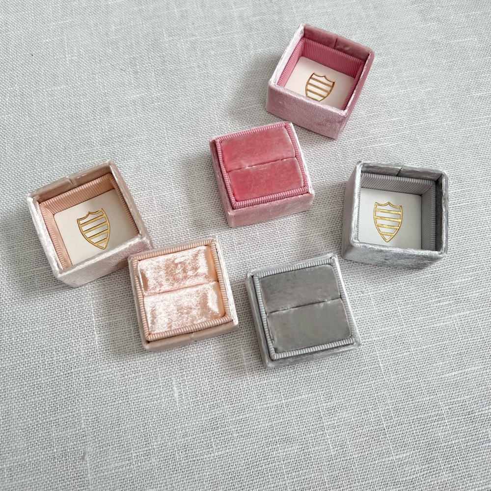 Set of 3 Mrs. Boxes; classic singles; velvet gray pink & peach